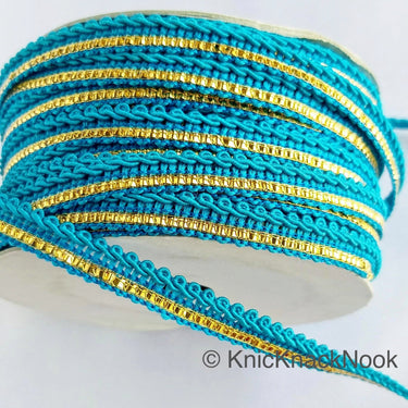 Blue And Gold Gimp Trim, Approx. 8mm wide, Upholstery Trim
